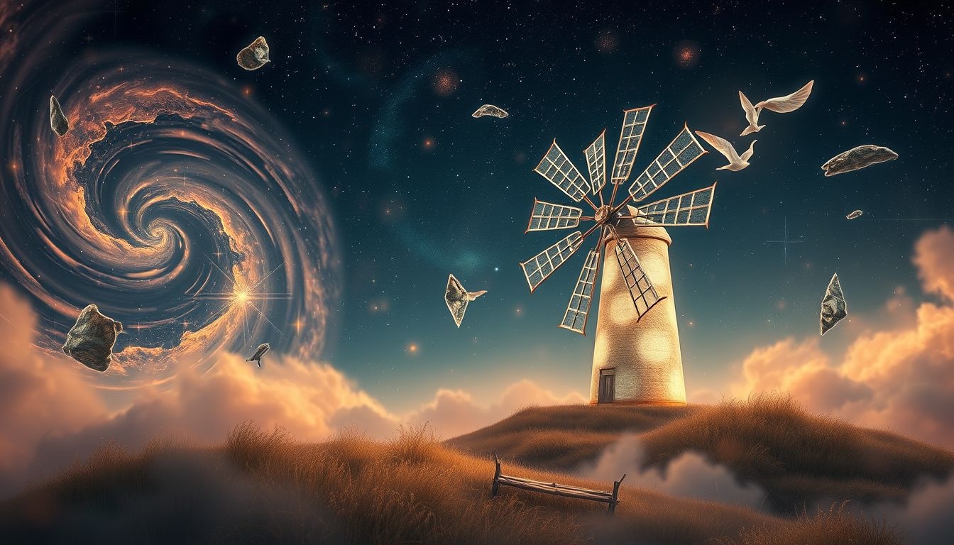 Een oude windmolen symboliseert verandering en het verstrijken van tijd.