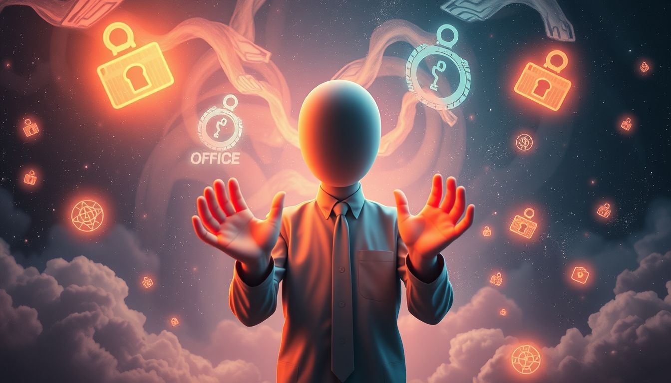 Een overdreven vriendelijke bureaucraat weerspiegelt verborgen controle en manipulatie.