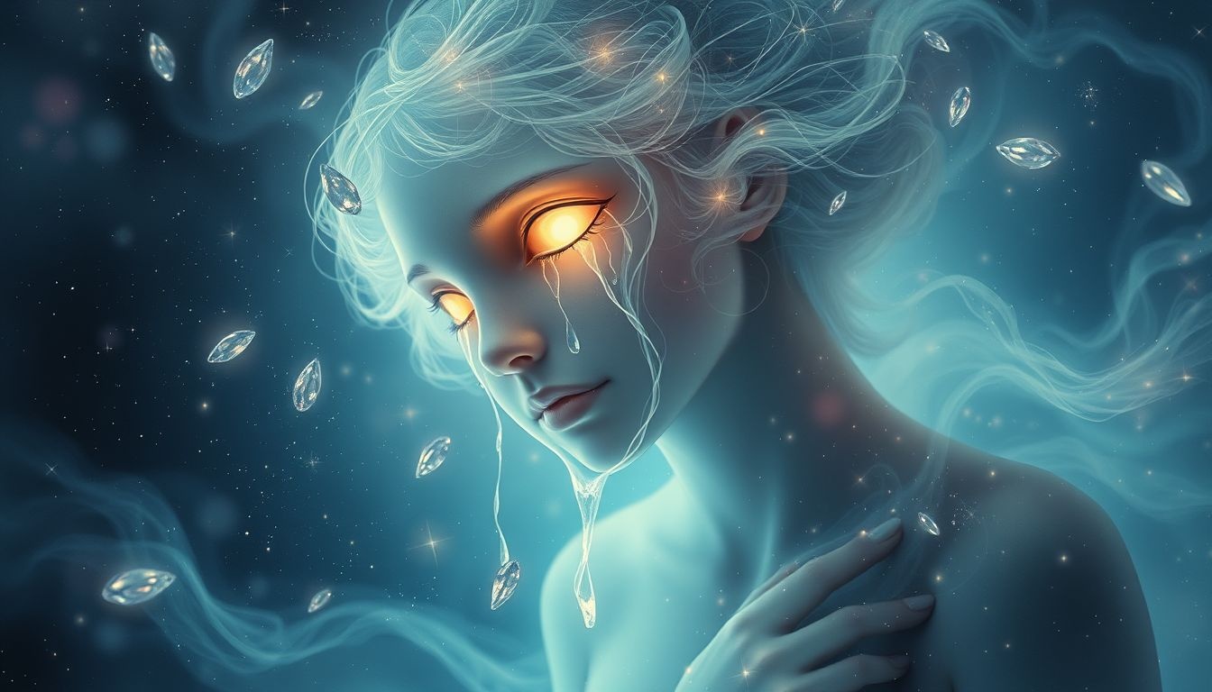 Een huilende gifdode symboliseert verborgen pijn en loslaten.