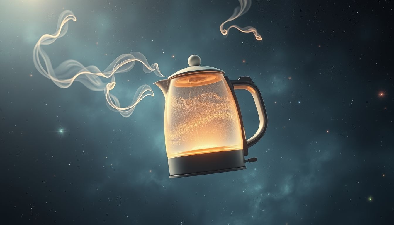 Een fluitende waterkoker zonder water symboliseert onnodige stress.