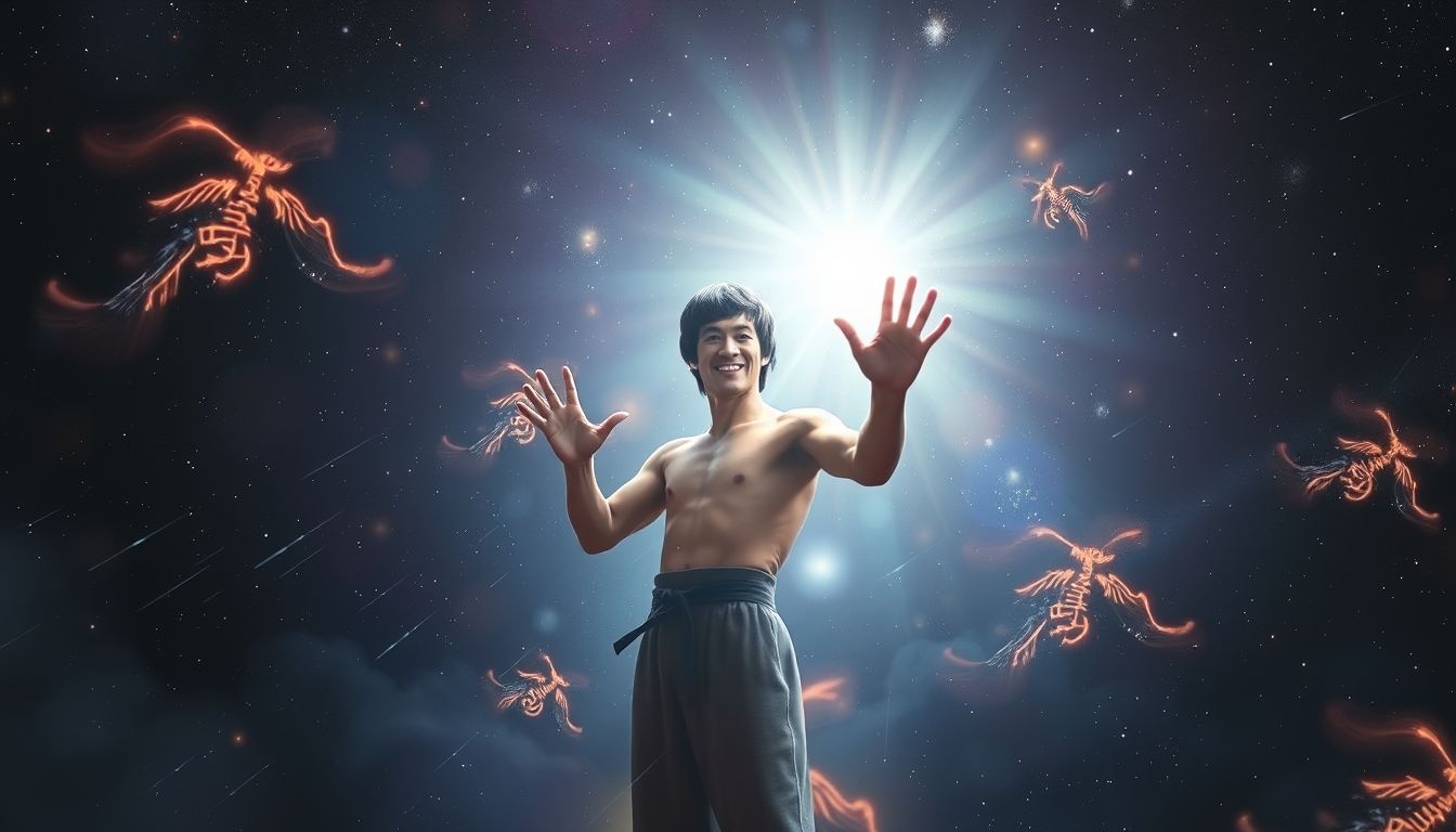 Bruce Lee's lach symboliseert kracht en innerlijke vrede in dromen.