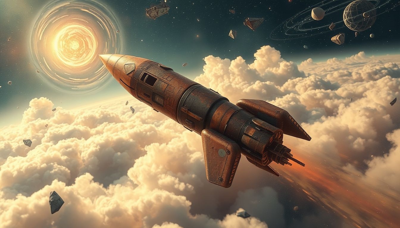 Een roestige raket symboliseert gemiste kansen en verouderde doelen.