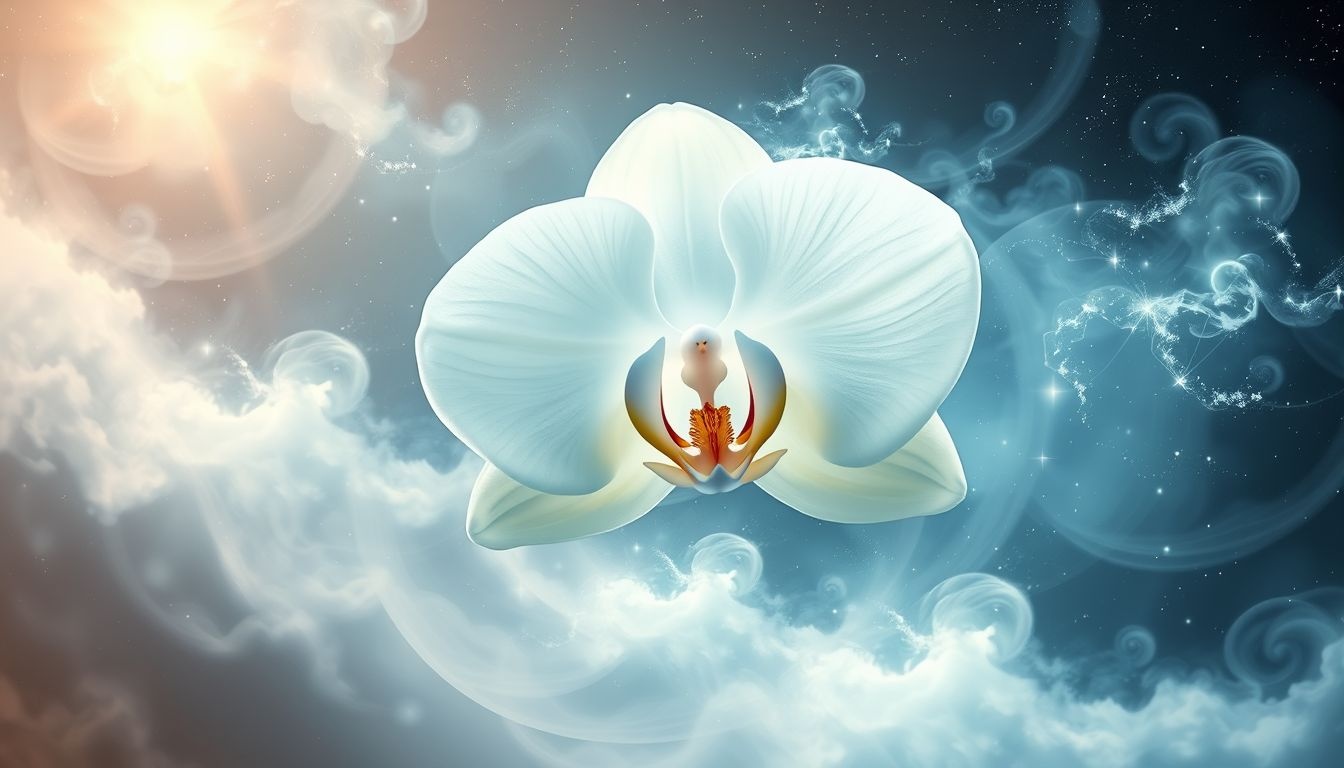 Een witte orchidee symboliseert zuiverheid en spirituele groei in dromen.