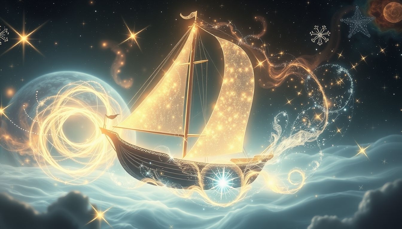 Een zeilschip vol schatten symboliseert onverwachte rijkdom en avontuur.