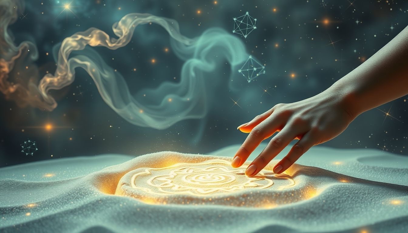 Droom 14 onthult hoe tekenen in het zand vergankelijke ideeën symboliseert.