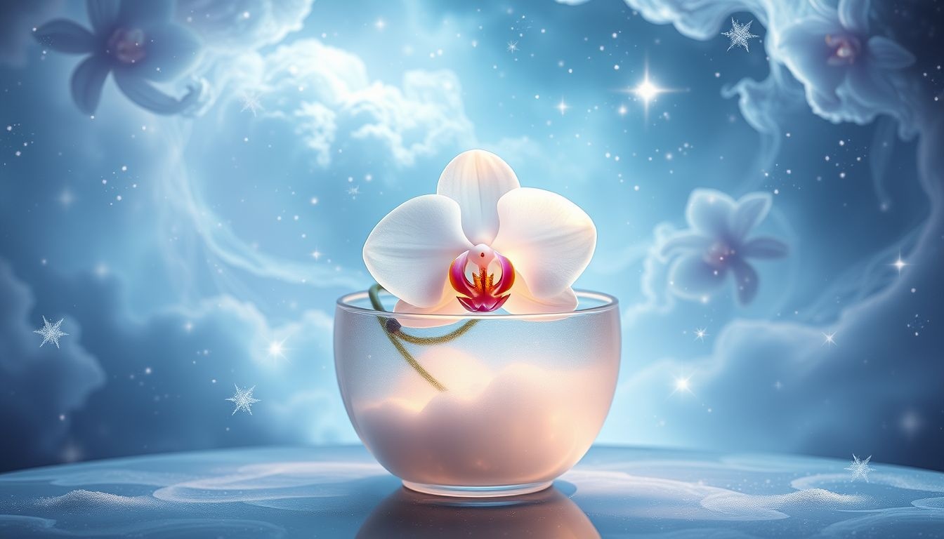 Een orchidee in een pot symboliseert innerlijke groei en zelfliefde.
