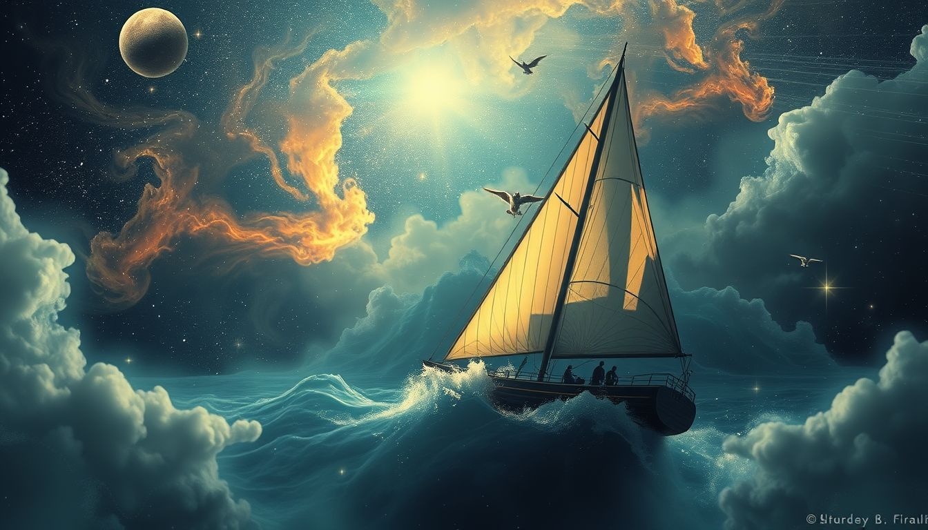 Een zeilschip achtervolgd symboliseert onbewuste angsten die je ontwijkt.