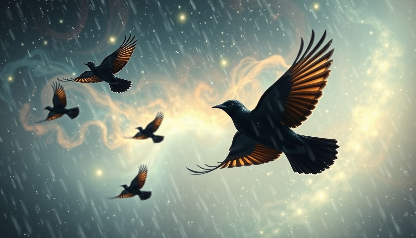 Dromen over spreeuwen in de regen symboliseren emotionele zuivering en loslaten.