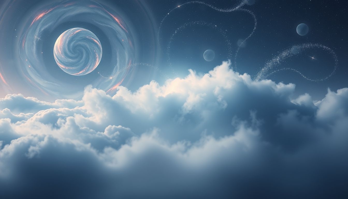 Bewolking in droom symboliseert onzekerheid over toekomstige inzichten.