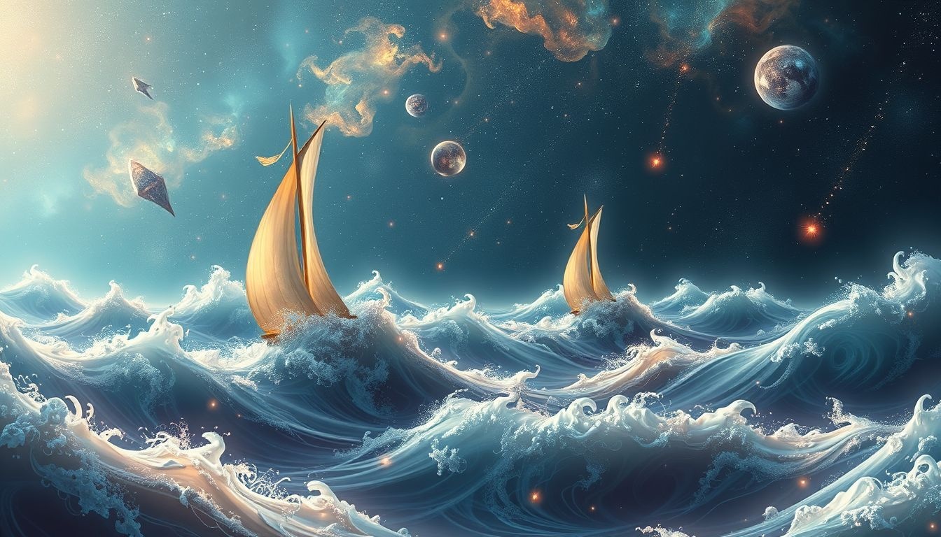 Zeilen op stormachtige zee symboliseert innerlijke strijd en vastberadenheid.