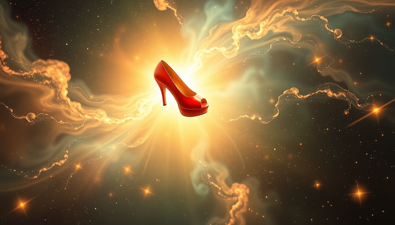 Rode vliegende schoenen symboliseren vrijheid en krachtige levensverandering.