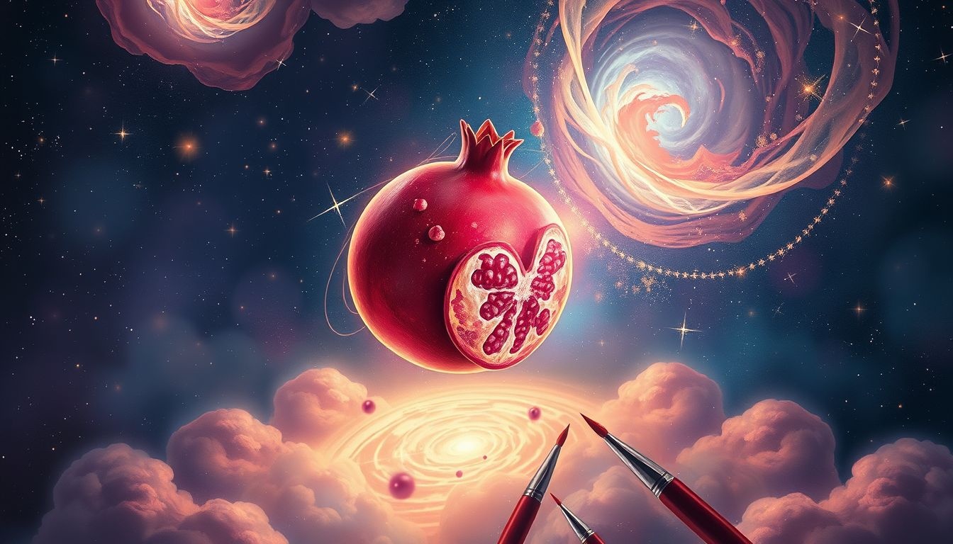 Dromen over granaatappels schilderen symboliseert vruchtbaarheid en creativiteit.