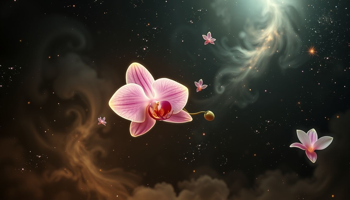 Een orchidee in duisternis symboliseert verborgen schoonheid en hoop.