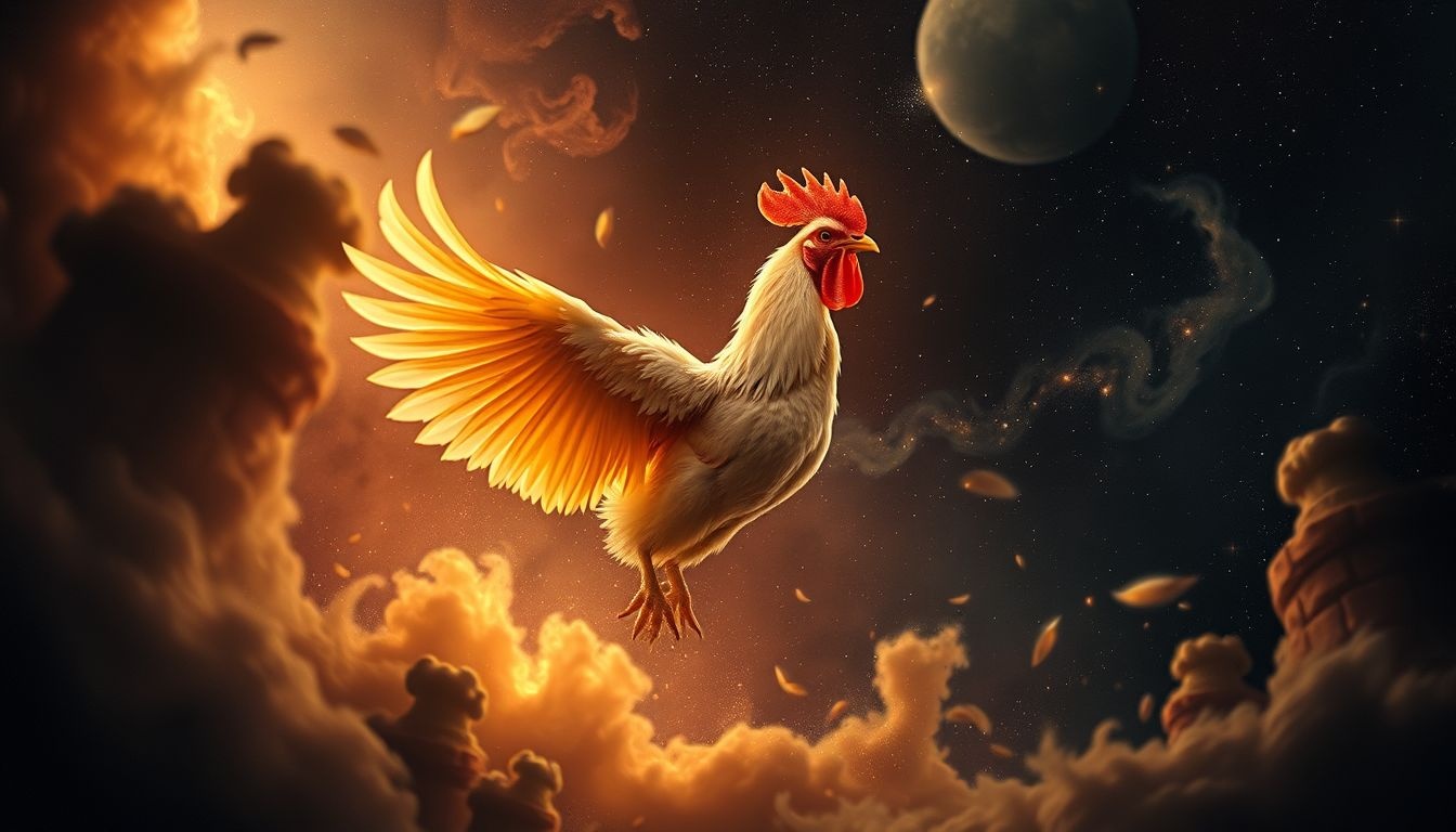 Een ontsnapte haan symboliseert onverwachte vrijheid en doorzettingsvermogen.