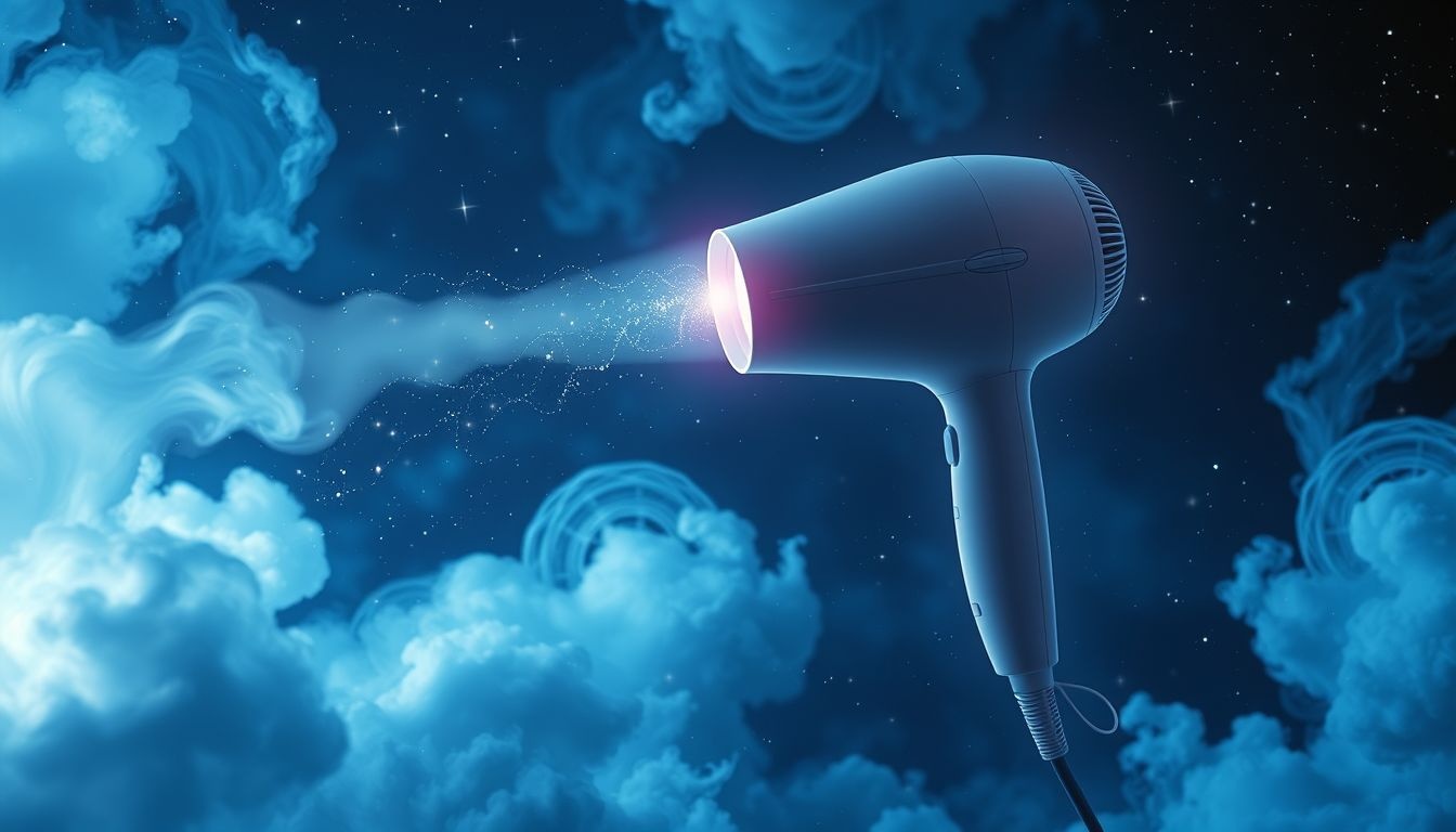 Een föhn die koude lucht blaast symboliseert emoties die afkoelen.