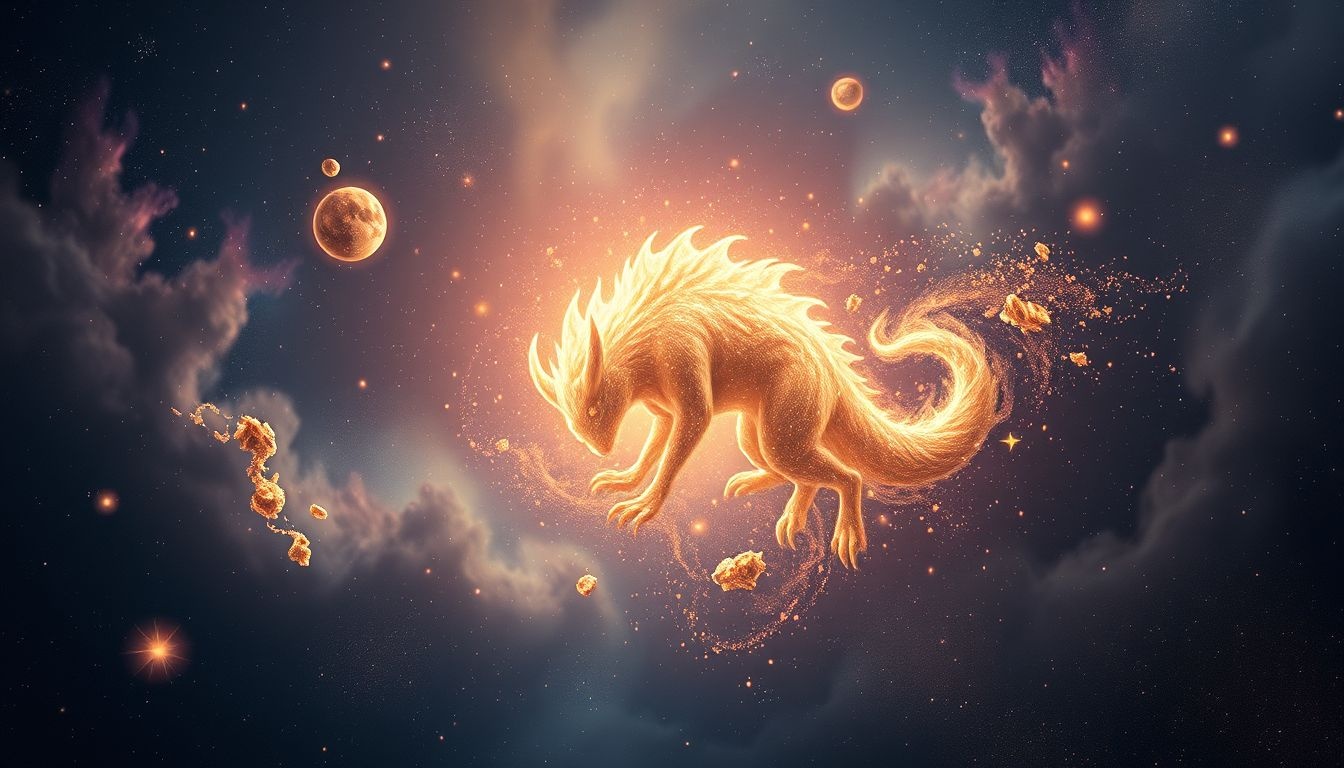 Een stervend monster symboliseert het overwinnen van innerlijke angsten.