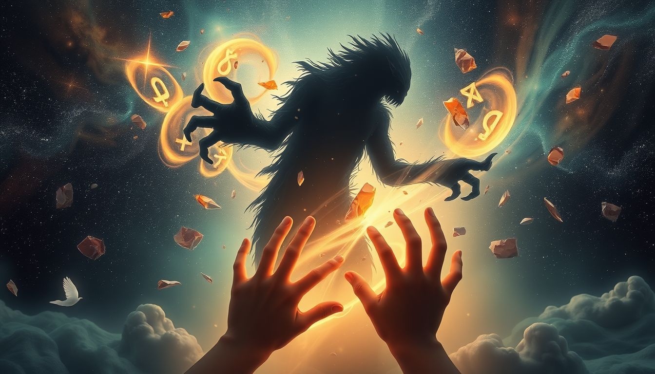 Een monster doden symboliseert het overwinnen van innerlijke angsten.