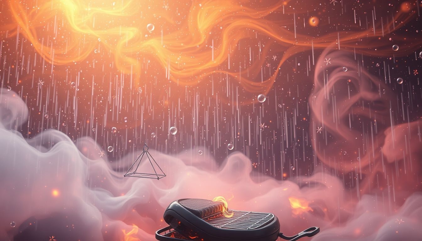 Droom over barbecue in regen symboliseert onverwachte tegenslagen en vreugde.