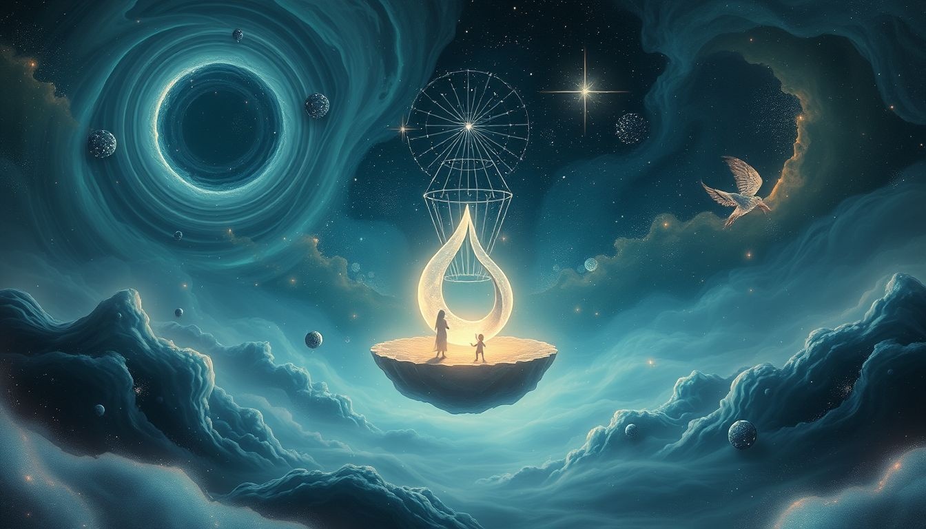 Een ontmoeting op een quodlibet symboliseert creatieve verbindingen in dromen.