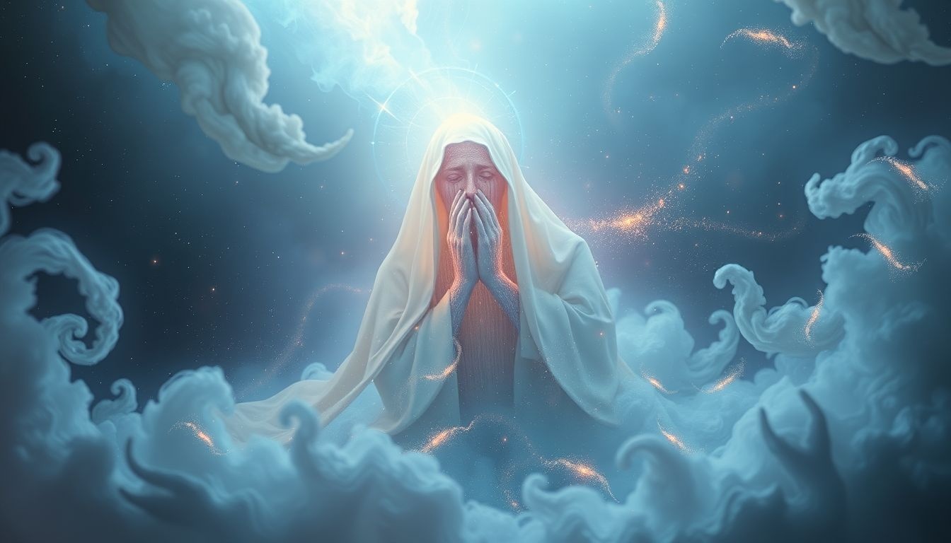 Een huilende pastoor symboliseert innerlijke strijd en schuldgevoelens.