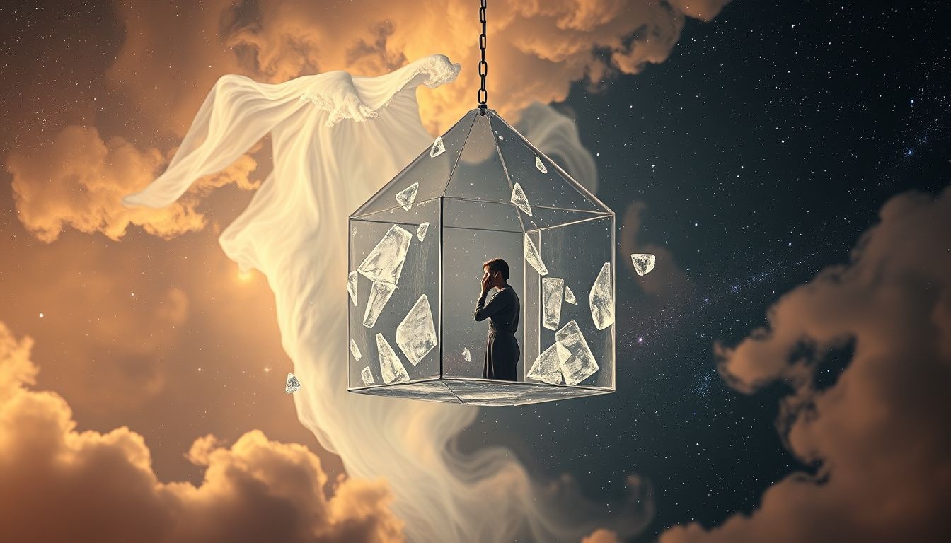 Gevangen in een glazen huis symboliseert kwetsbaarheid en gebrek aan privacy.