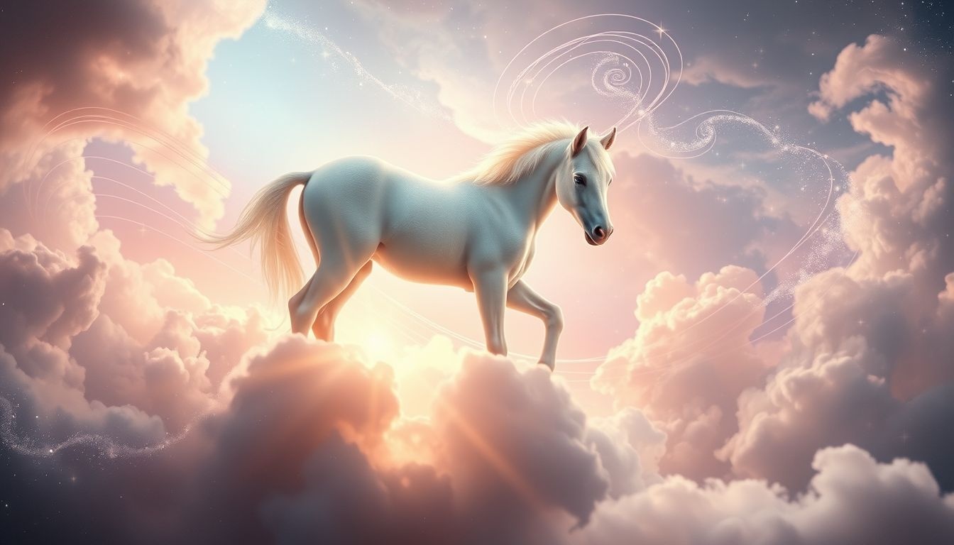 Een wit veulen symboliseert onschuld en nieuwe spirituele ontwaking.
