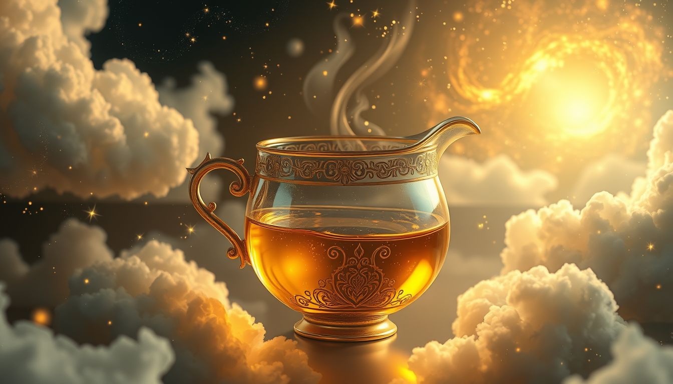 Een drinkvat gevuld met olie symboliseert innerlijke rijkdom en overvloed.