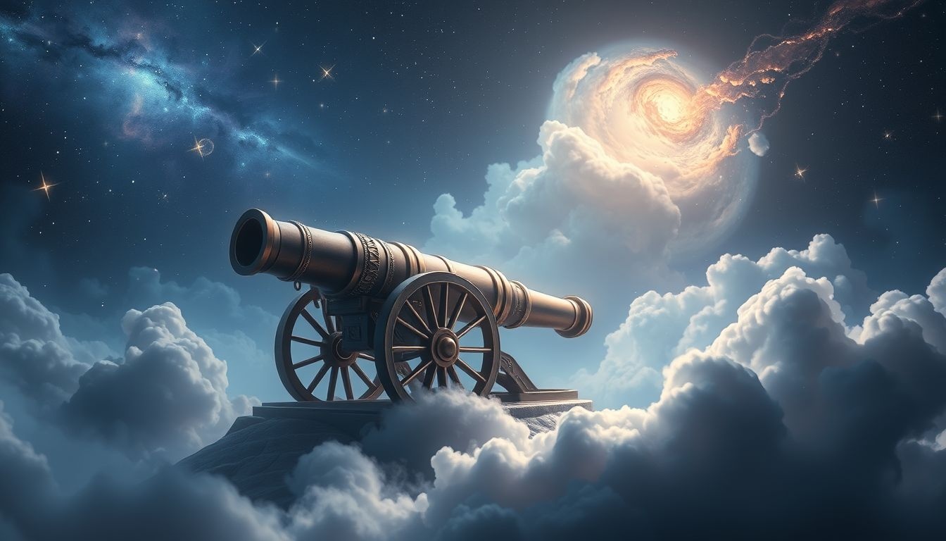Een canon als decoratie symboliseert bescherming en eerbied in dromen.