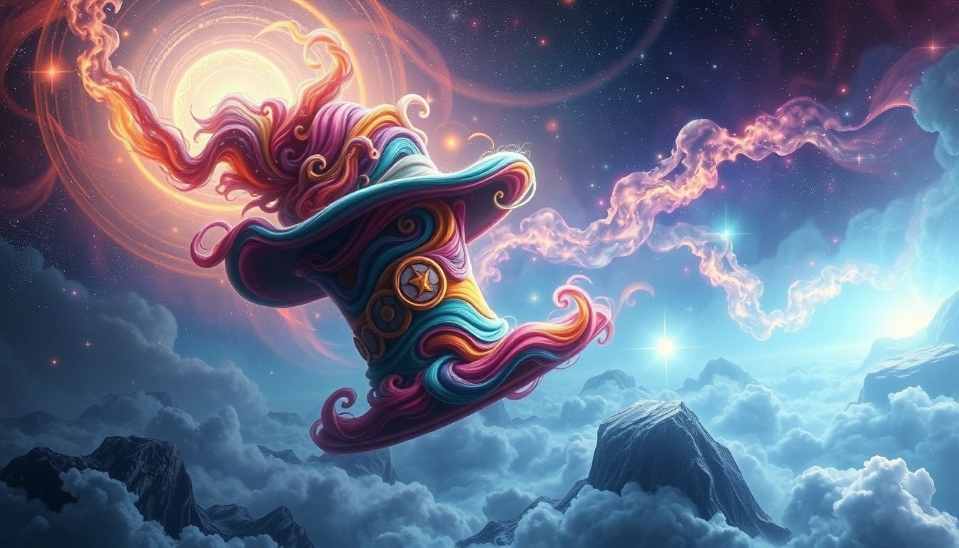 Een kleurrijke hoge hoed symboliseert unieke creativiteit in dromen.
