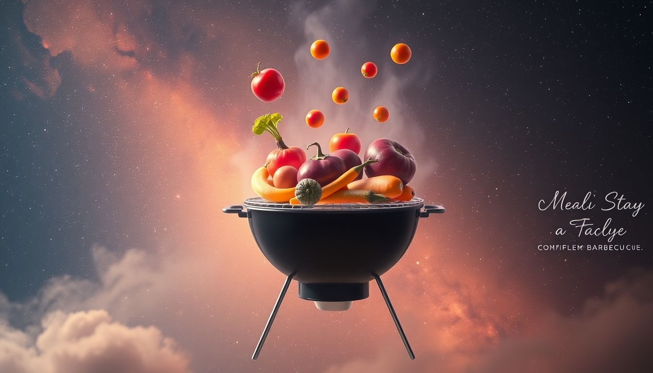 Een vegetarische barbecue symboliseert nieuwe, duurzame levenskeuzes.