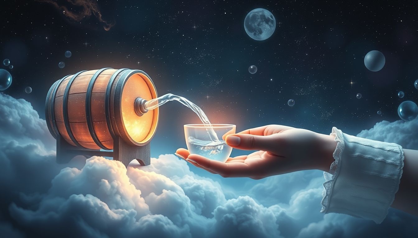Dromen over tappen uit een bierton symboliseert overvloed en vreugde.