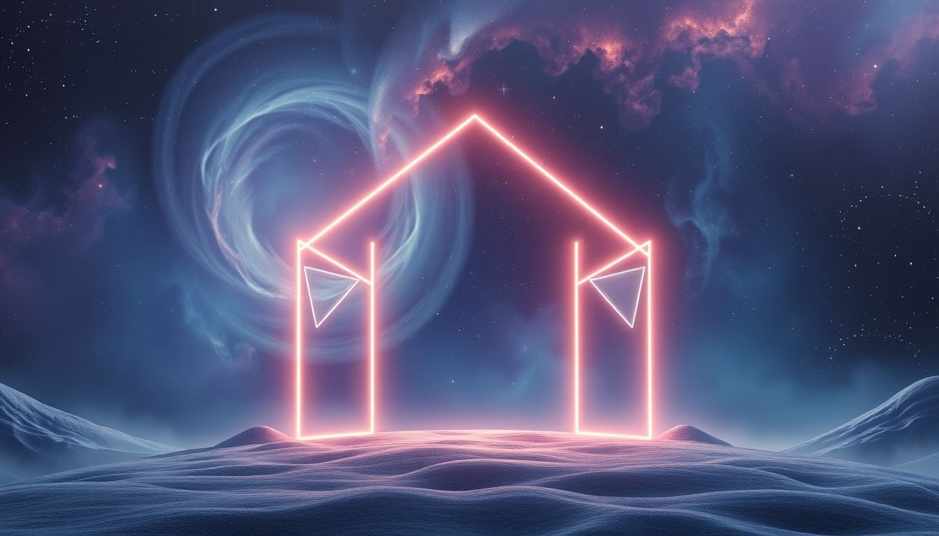 Een meetpunt als poort symboliseert nieuwe levensbeginnen en keuzes.