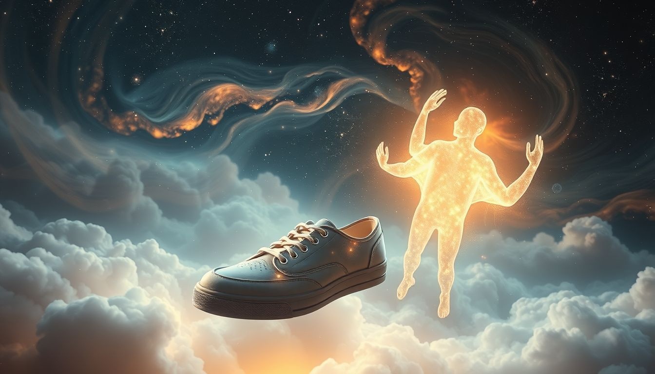 Dromen over jachtschoenen met een bekende symboliseert avontuur en vertrouwen.