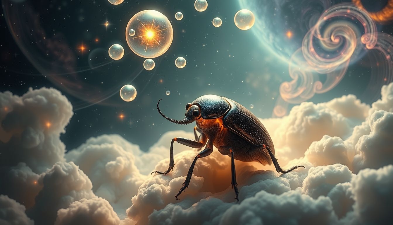 Een scarabee die eieren legt symboliseert vruchtbaarheid en nieuw begin.