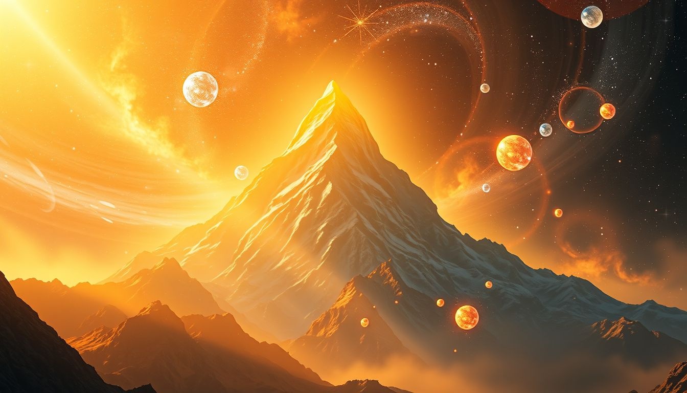 Een berg in de zon symboliseert helderheid, hoop en succes.