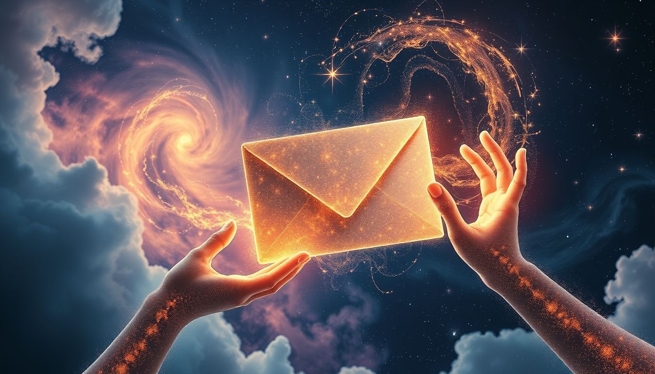 Een e-mail om hulp kan emoties of onzekerheid symboliseren.