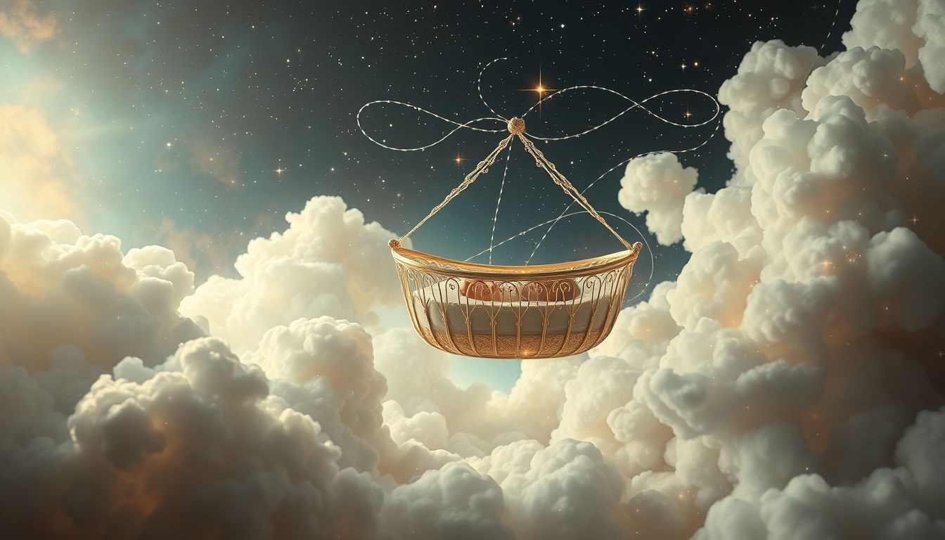 Een slapende baby in een kinderbedje symboliseert nieuwe hoop.