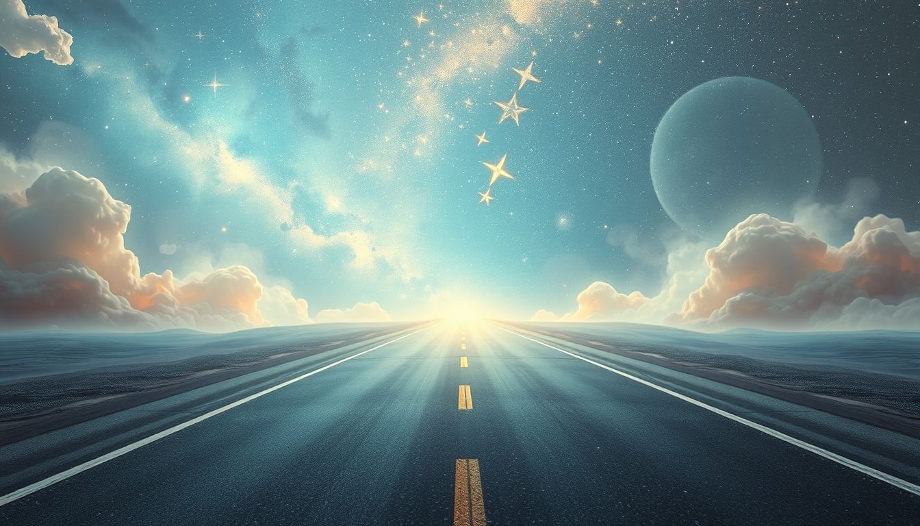 Een lege weg symboliseert vaak innerlijke onzekerheid en levenszoektocht.