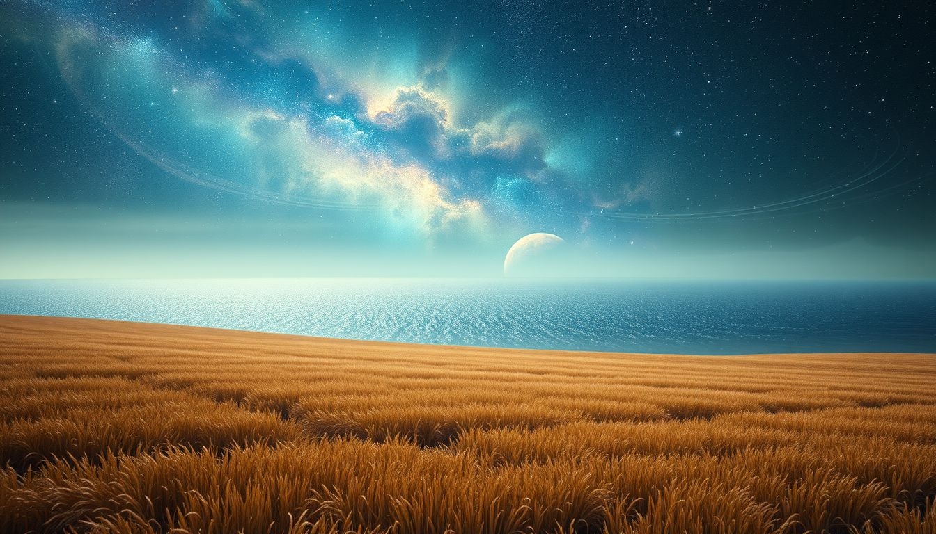 Een braakliggend veld aan zee symboliseert nieuwe creatieve mogelijkheden.