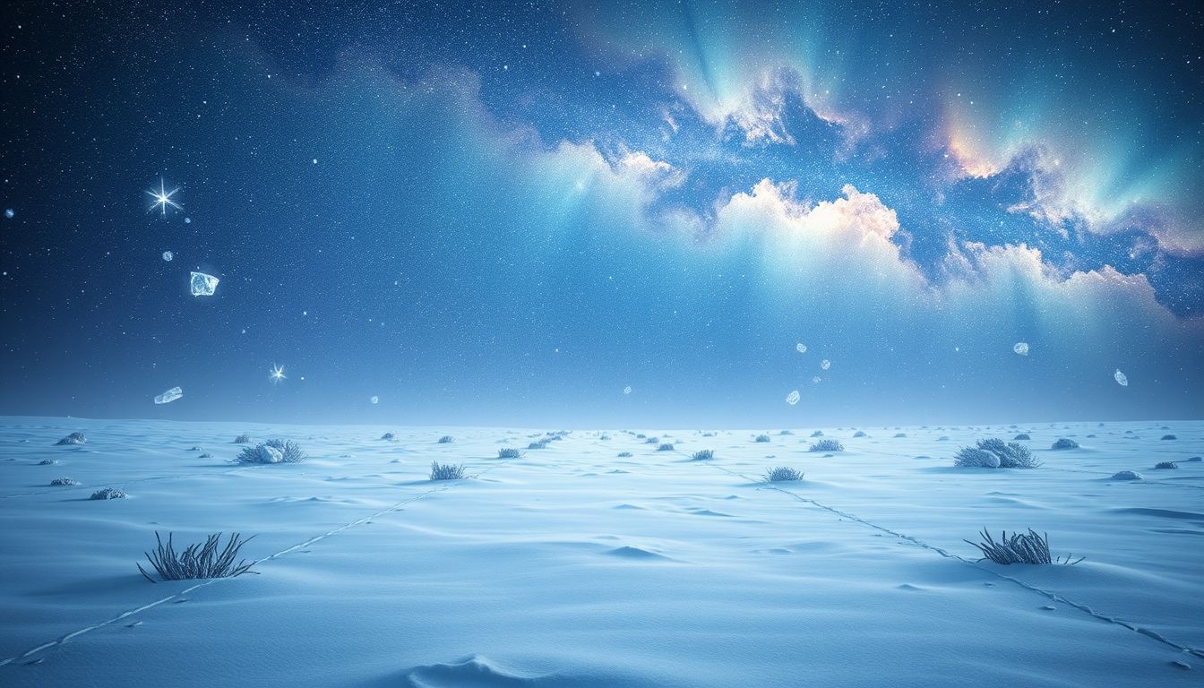 Een sneeuwbedekt braakliggend veld symboliseert winterse stilte en rust.