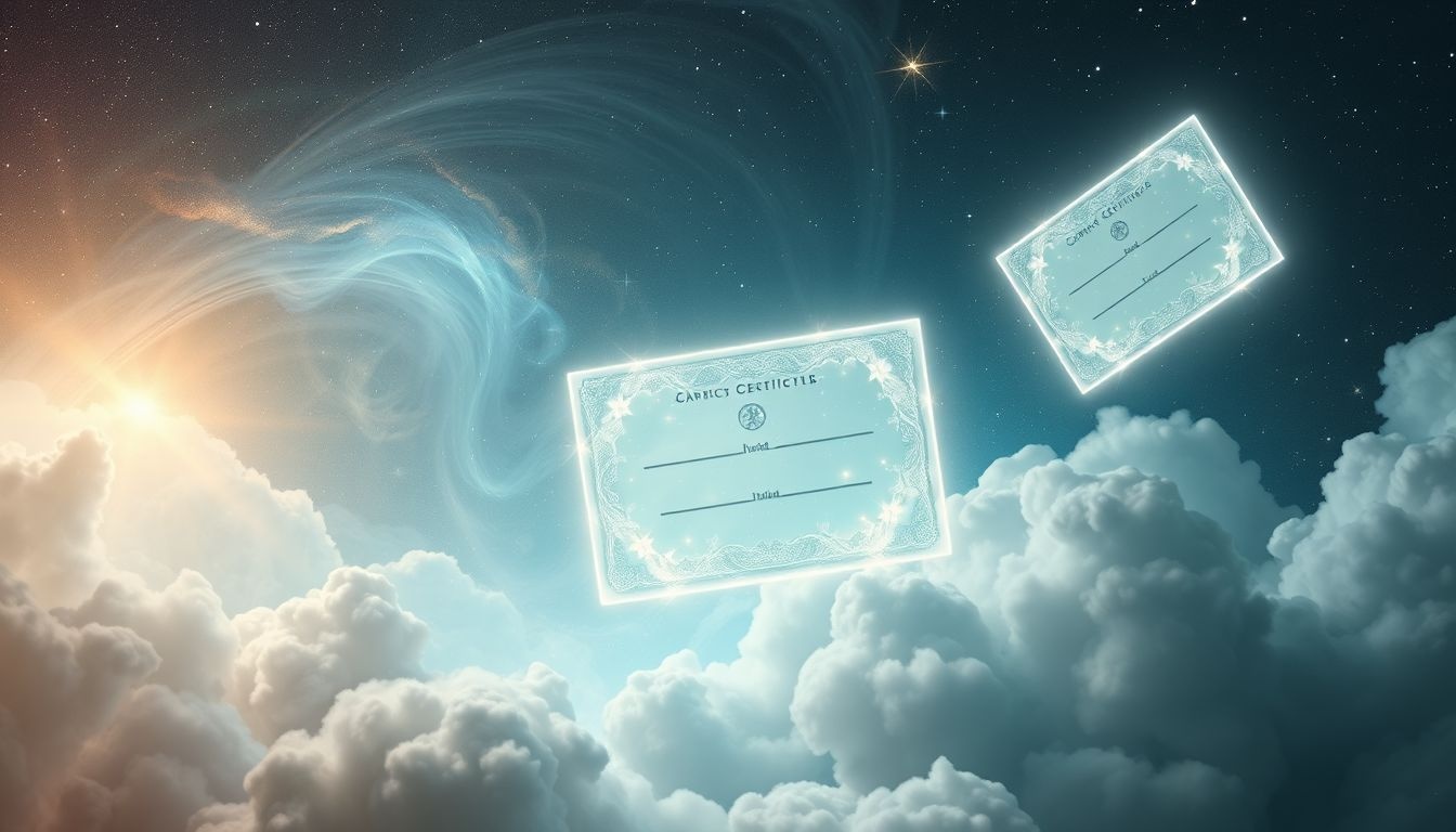 Dromen over certificaten met foto symboliseren erkenning van identiteit.