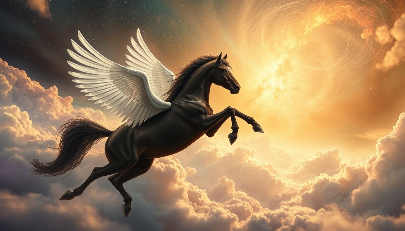 Een donkerbruin paard dat vliegt symboliseert vrijheid en kracht.