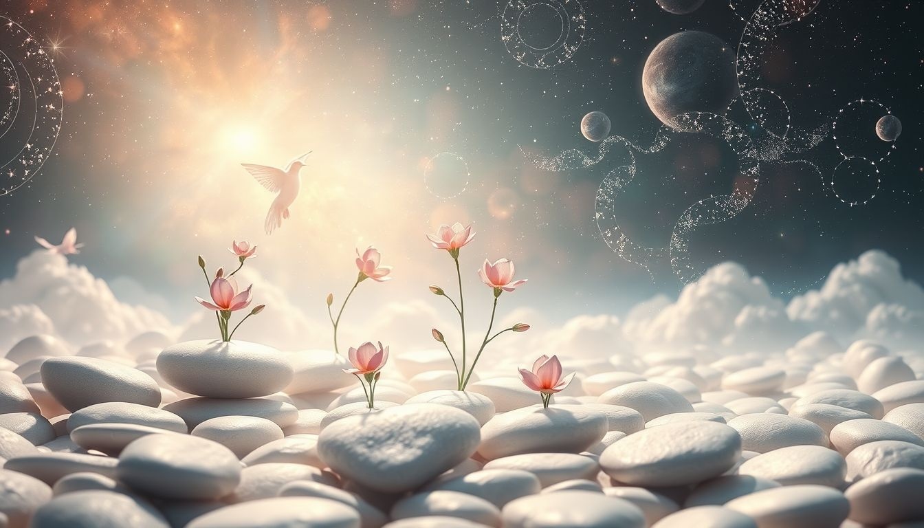 Dromen over keienbestrating met bloemen symboliseert groei en harmonie.