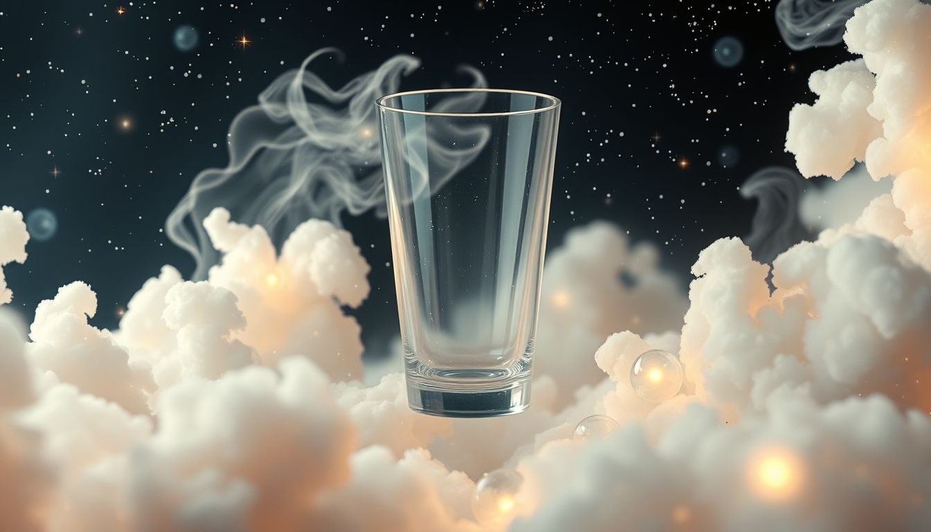 Dromen over leeg kristallen glas symboliseert gemiste kansen en kwetsbaarheid.