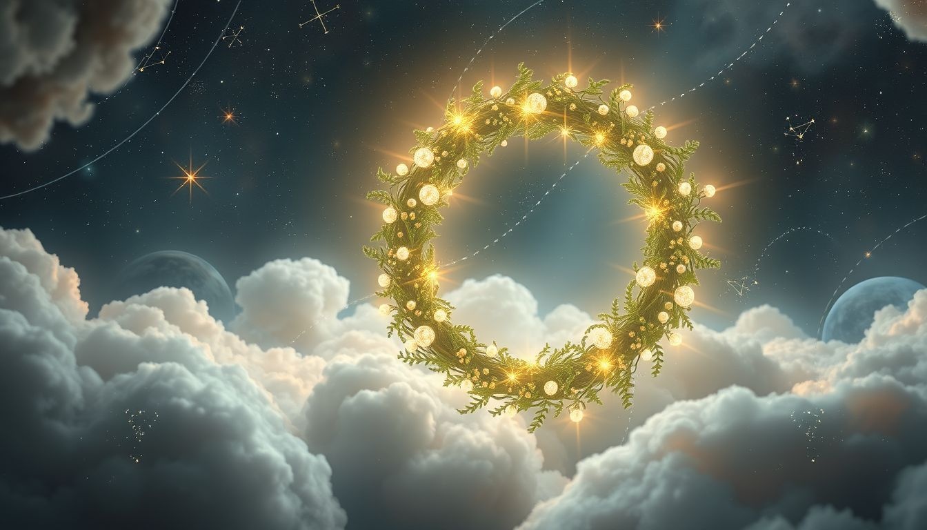 Dromen over een mirtekrans met juwelen symboliseert innerlijke rijkdom.