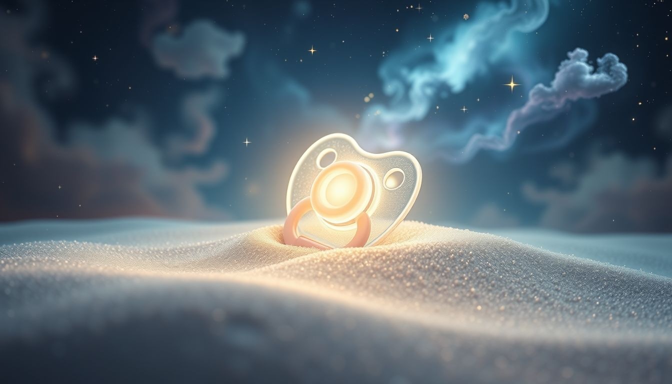 Dromen over een speen in het zand symboliseert verloren comfort en jeugd.