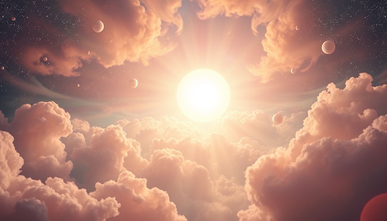 Dromen over een stralende zon symboliseert nieuwe energie en hoop.