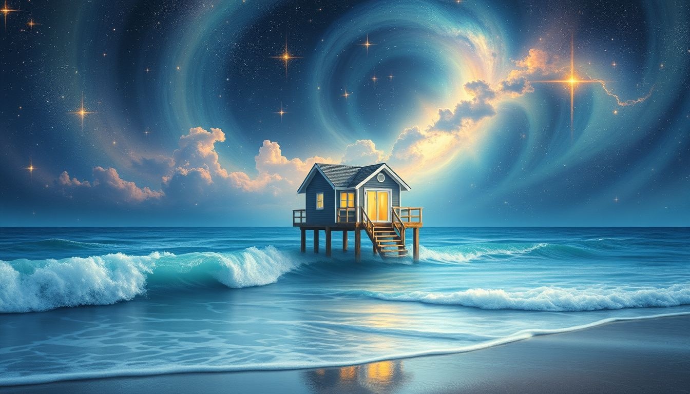 Dromen over een strandhuis symboliseren vrijheid en rust in de natuur.