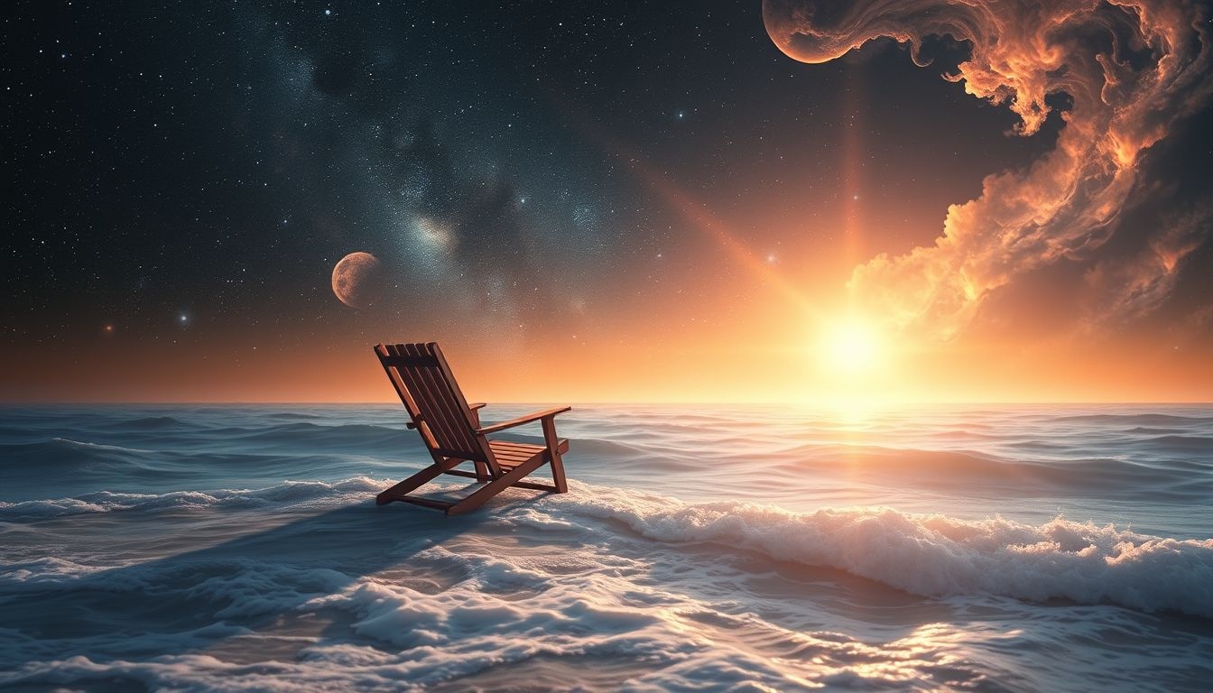 Dromen over strandstoelen en zon symboliseren ontspanning en innerlijke rust.
