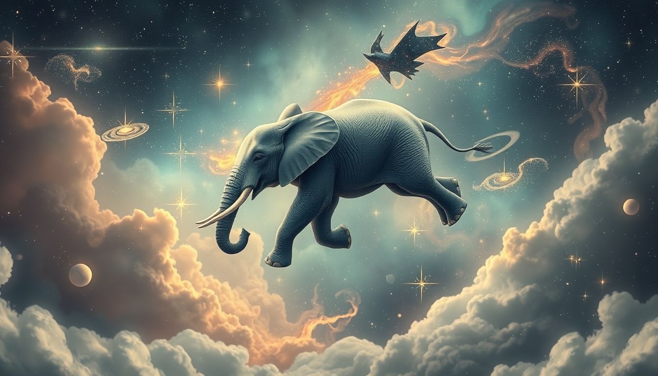 Dromen over een vliegende olifant symboliseert onverwachte vrijheid en kracht.